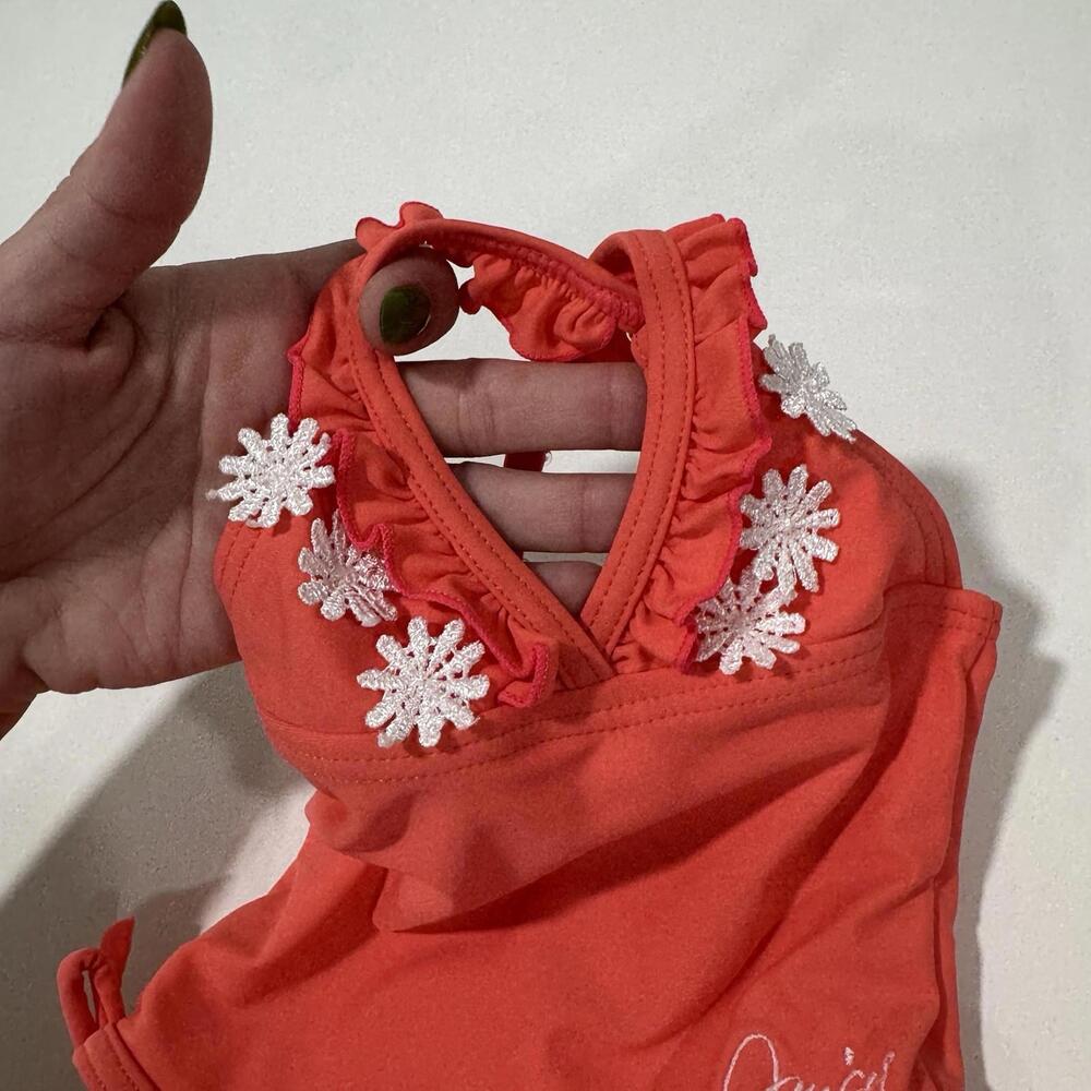 Baby Juicy Couture Girls Swim Suit Swimwear Size 3-6 Months‎ Ruffles Orange - Picture 3 of 8